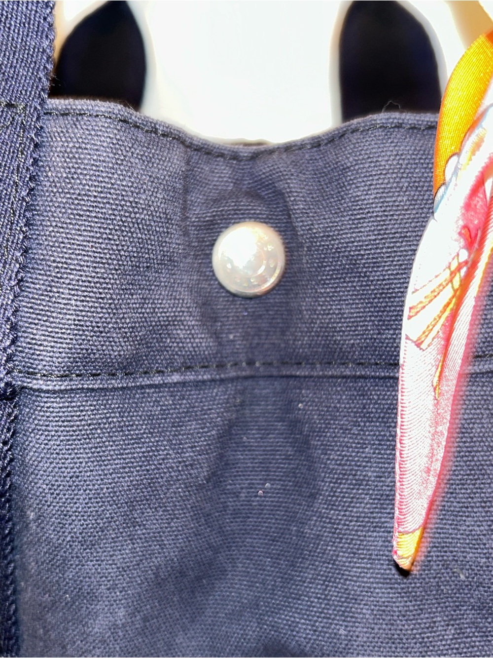 Authentic Hermès Fourre Tout MM Tote, Navy and Black Canvas. Hermes Twilly - Picture 4 of 11